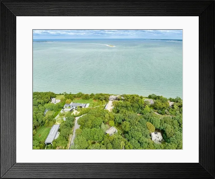 Framed Print : Aerial view of Waters edge road, East Hampton, NY Framed Print : Aerial view of Waters edge road, East Hampton, NY