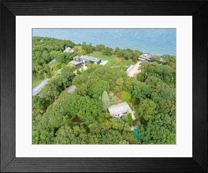 Framed Print : Aerial view of Water's Edge road in East Hampton, NY Framed Print : Aerial view of Water's Edge road in East Hampton, NY