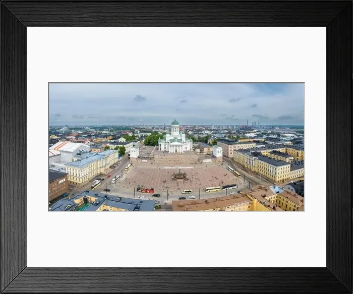 Framed Print : Helsinki Cathedral Square. One of the most famous Sightseeing Place in Helsinki. Drone Point of View. Finland