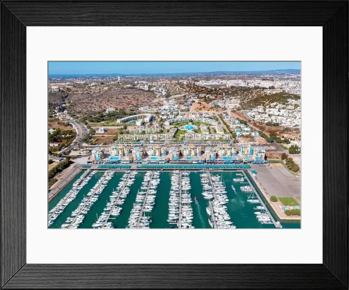 Framed Print : Aerial drone photography of luxury Albufeira harbour Framed Print : Aerial drone photography of luxury Albufeira harbour
