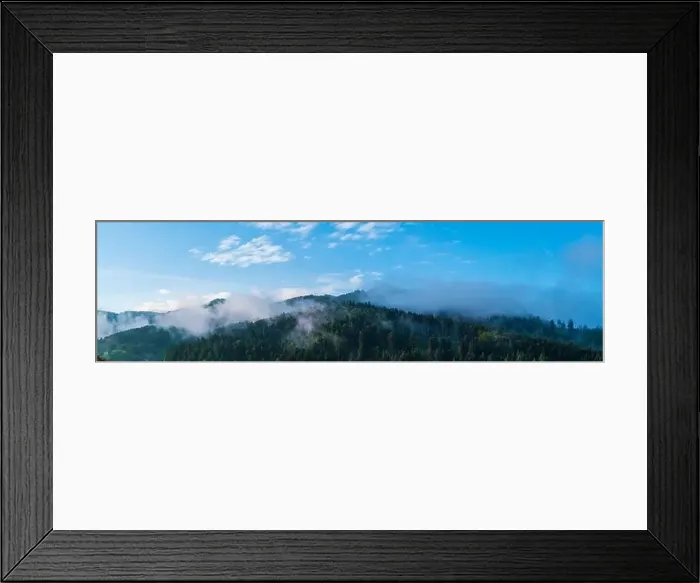 Framed Print : Germany, XXL panorama schwarzwald forest nature landscape baden near freiburg im breisgau in misty foggy atmosphere