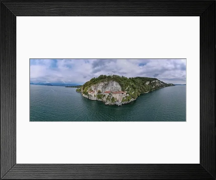 Framed Print : Drone view at the monastery of Santa Caterina del Sasso on lake Maggiore in Italy Framed Print : Drone view at the monastery of Santa Caterina del Sasso on lake Maggiore in Italy