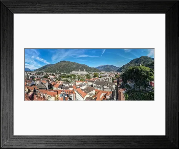 Framed Print : Drone view at the town of Bellinzona on the Swiss alps Framed Print : Drone view at the town of Bellinzona on the Swiss alps