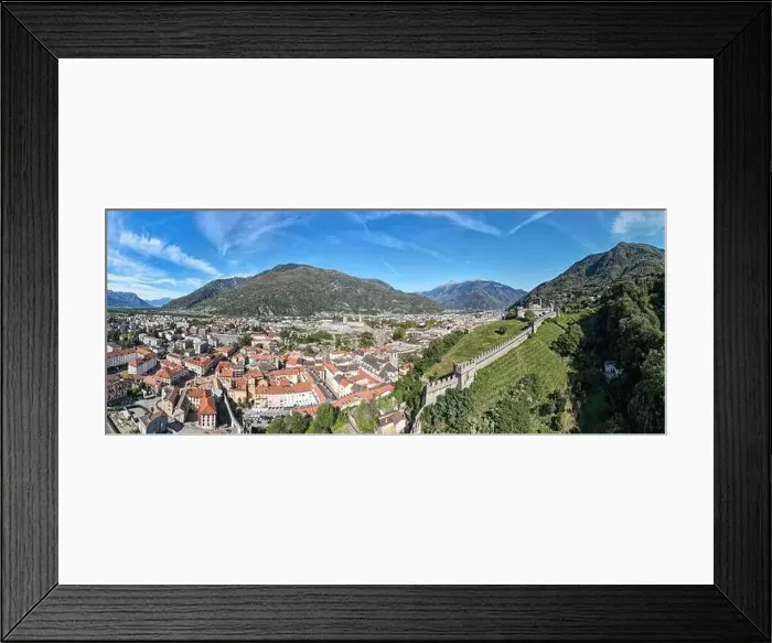Framed Print : Drone view at the town of Bellinzona on the Swiss alps Framed Print : Drone view at the town of Bellinzona on the Swiss alps