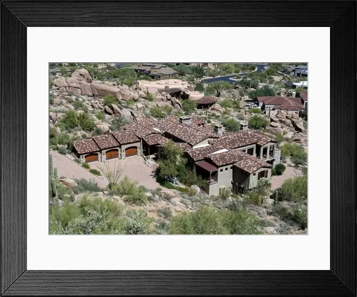 Framed Print : Looking down on a multimillion dollar mansion located in Scottsdale, Arizona Framed Print : Looking down on a multimillion dollar mansion located in Scottsdale, Arizona