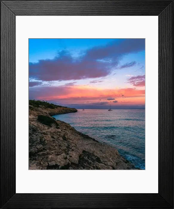 Framed Print : Sunset over Cala Mendia, Porto Cristo, Majorca, Spain, Europe Framed Print : Sunset over Cala Mendia, Porto Cristo, Majorca, Spain, Europe