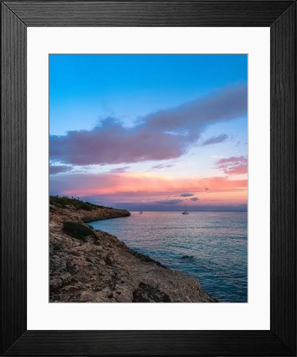 Framed Print : Sunset over Cala Mendia, Porto Cristo, Majorca, Spain, Europe Framed Print : Sunset over Cala Mendia, Porto Cristo, Majorca, Spain, Europe