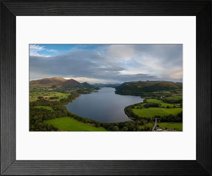 Framed Print : An aerial view of Bassenthwaite Lake in the English Lake District in warm eveing light Framed Print : An aerial view of Bassenthwaite Lake in the English Lake District in warm eveing light