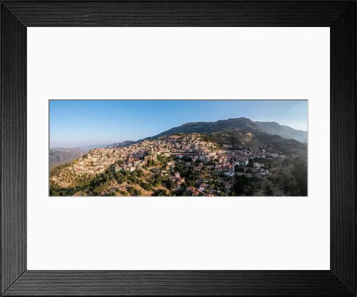 Framed Print : Arachova Greece mountain town aerial panoramic view Framed Print : Arachova Greece mountain town aerial panoramic view