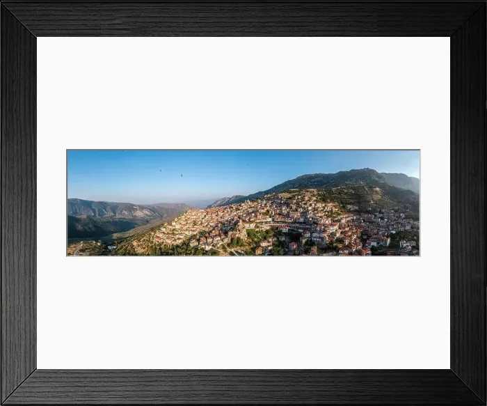 Framed Print : Arachova Greece mountain town aerial panoramic view Framed Print : Arachova Greece mountain town aerial panoramic view