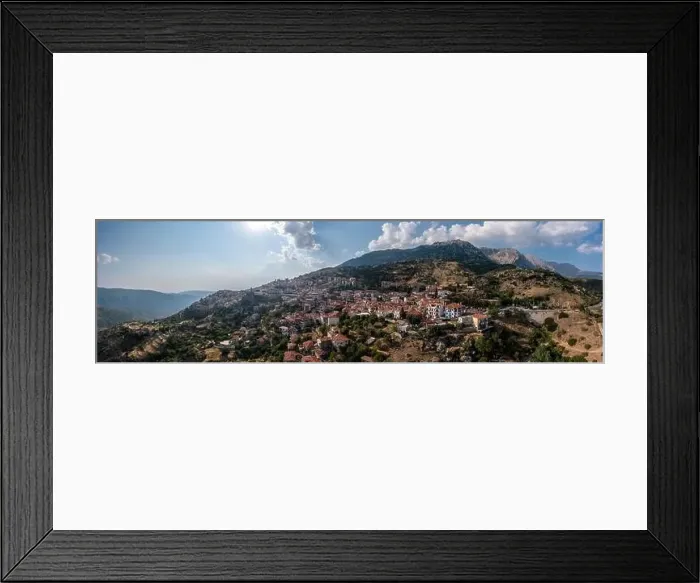 Framed Print : Arachova Greece mountain town aerial panoramic view Framed Print : Arachova Greece mountain town aerial panoramic view