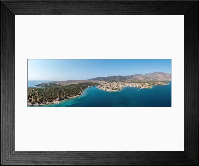 Framed Print : Galaxidi Greece, aerial panorama drone view. Traditional town in Fokida, sunny day, blue sky and sea. Lacy coastline Framed Print : Galaxidi Greece, aerial panorama drone view. Traditional town in Fokida, sunny day, blue sky and sea. Lacy coastline