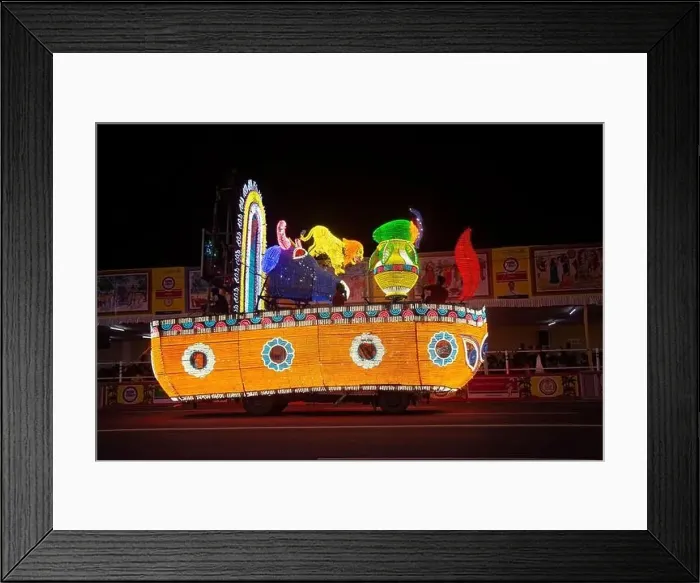 Framed Print : lighting decoration for puja carnival in kolkata Framed Print : lighting decoration for puja carnival in kolkata
