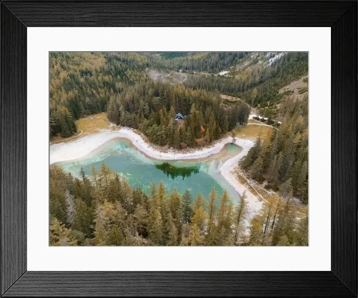 Framed Print : Aerial View of the Green Lake in St. Katharein Tragöß, Styria, Austria Framed Print : Aerial View of the Green Lake in St. Katharein Tragöß, Styria, Austria
