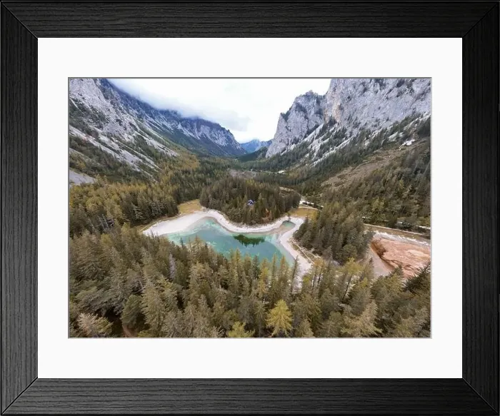 Framed Print : Aerial View of the Green Lake in St. Katharein Tragöß, Styria, Austria Framed Print : Aerial View of the Green Lake in St. Katharein Tragöß, Styria, Austria