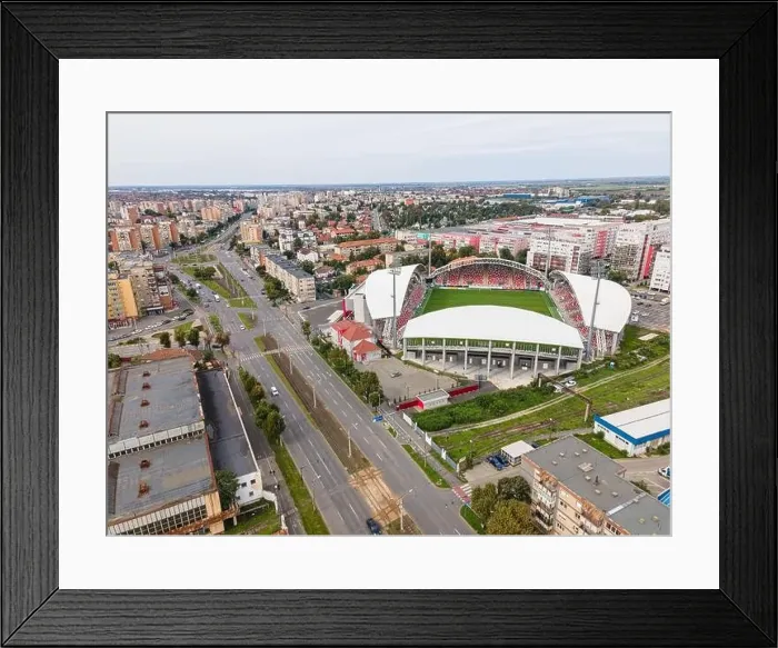 Framed Print : Aerial view of the stadium in Arad city Framed Print : Aerial view of the stadium in Arad city