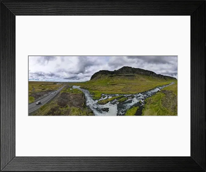 Framed Print : Drone view at Fossalar waterfall on Iceland Framed Print : Drone view at Fossalar waterfall on Iceland
