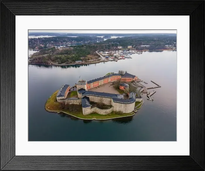 Framed Print : Vaxholm, Sweden - 12 30 2020: Vaxholm Castle from above
