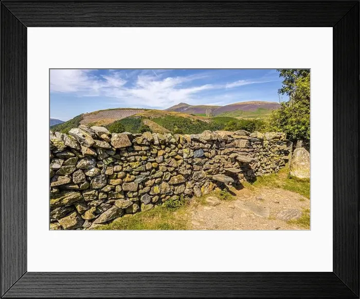 Framed Print : View of hills around Keswick in Lake District, a region and national park in Cumbria in northwest England