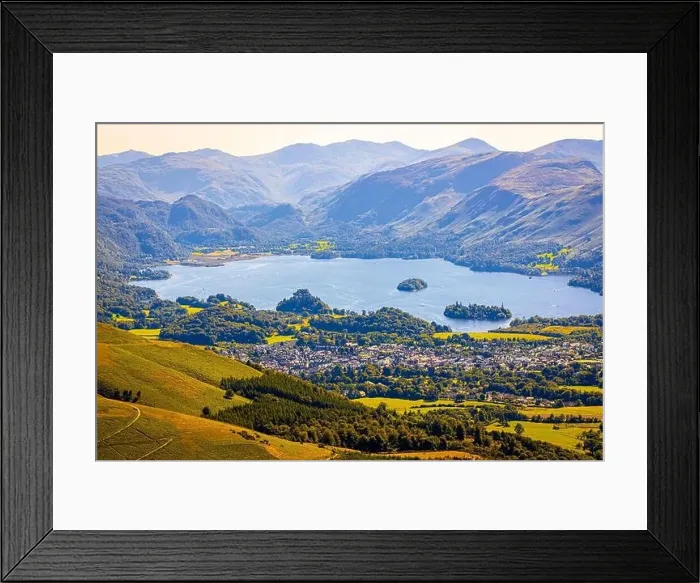 Framed Print : Aerial view of hills around Keswick in Lake District, a region and national park in Cumbria in northwest England, UK Framed Print : Aerial view of hills around Keswick in Lake District, a region and national park in Cumbria in northwest England, UK