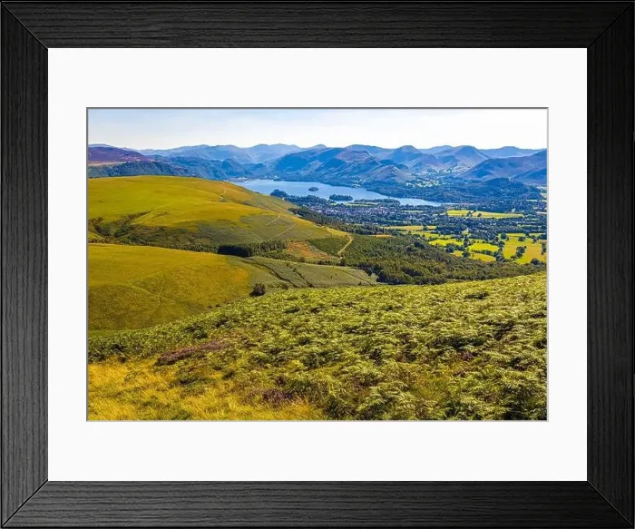 Framed Print : Aerial view of hills around Keswick in Lake District, a region and national park in Cumbria in northwest England, UK Framed Print : Aerial view of hills around Keswick in Lake District, a region and national park in Cumbria in northwest England, UK