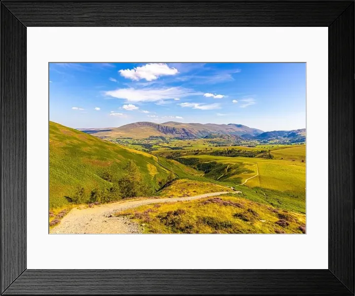 Framed Print : Aerial view of hills around Keswick in Lake District, a region and national park in Cumbria in northwest England, UK Framed Print : Aerial view of hills around Keswick in Lake District, a region and national park in Cumbria in northwest England, UK