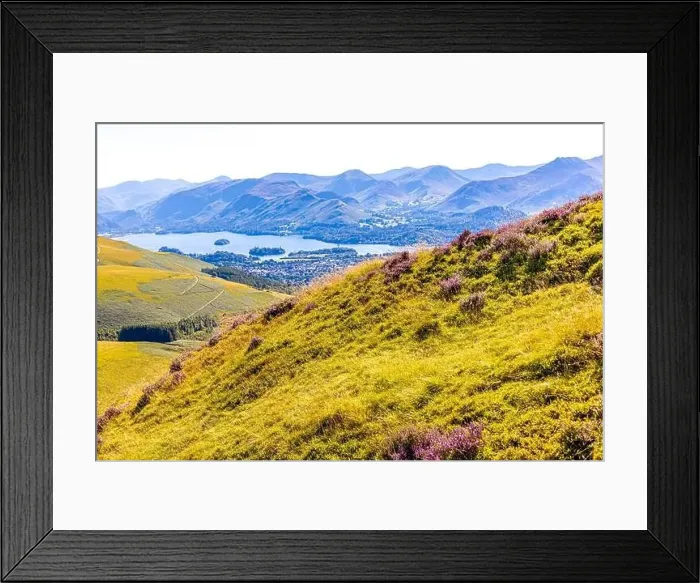 Framed Print : Aerial view of hills around Keswick in Lake District, a region and national park in Cumbria in northwest England, UK Framed Print : Aerial view of hills around Keswick in Lake District, a region and national park in Cumbria in northwest England, UK