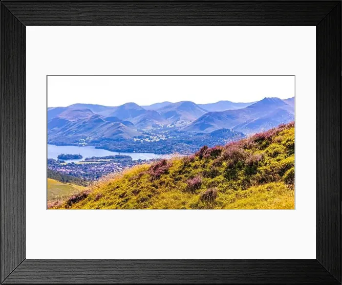 Framed Print : Aerial view of hills around Keswick in Lake District, a region and national park in Cumbria in northwest England, UK Framed Print : Aerial view of hills around Keswick in Lake District, a region and national park in Cumbria in northwest England, UK