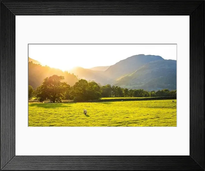 Framed Print : Sunset over Ullswater lake in Lake District, a region and national park in Cumbria in northwest England Framed Print : Sunset over Ullswater lake in Lake District, a region and national park in Cumbria in northwest England