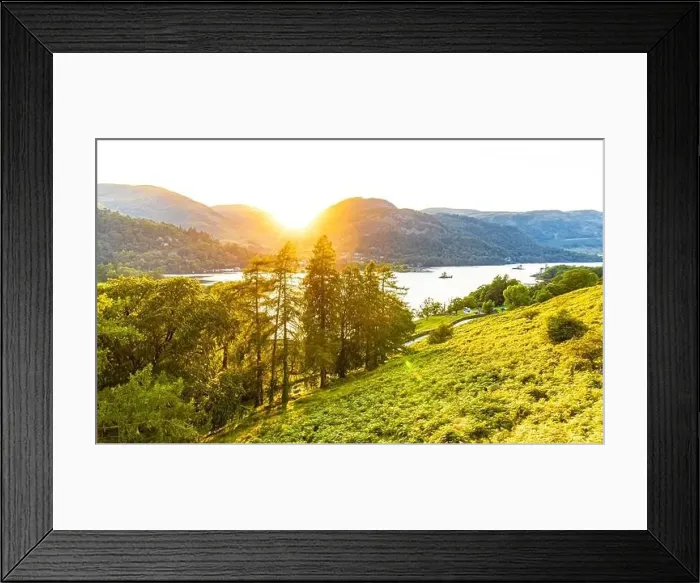 Framed Print : Sunset over Ullswater lake in Lake District, a region and national park in Cumbria in northwest England Framed Print : Sunset over Ullswater lake in Lake District, a region and national park in Cumbria in northwest England