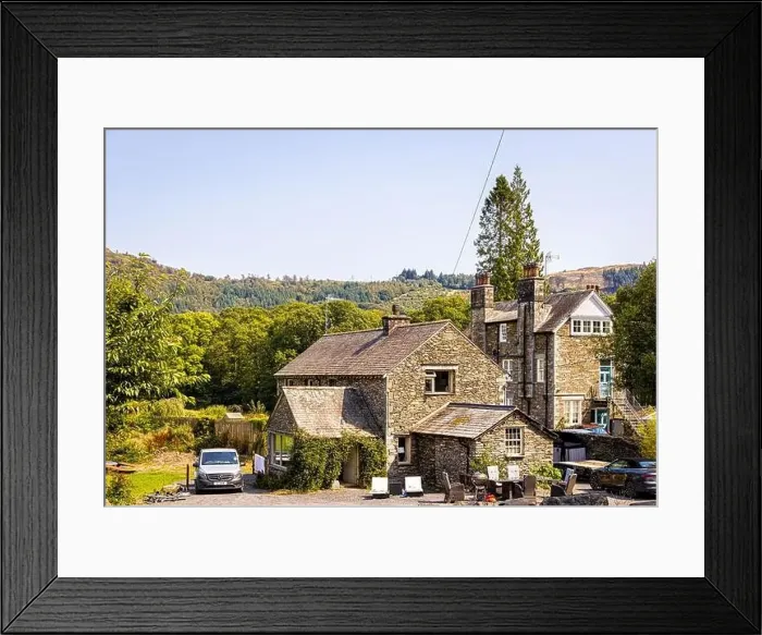 Framed Print : Lakeside town in Lake District, a region and national park in Cumbria in northwest England Framed Print : Lakeside town in Lake District, a region and national park in Cumbria in northwest England