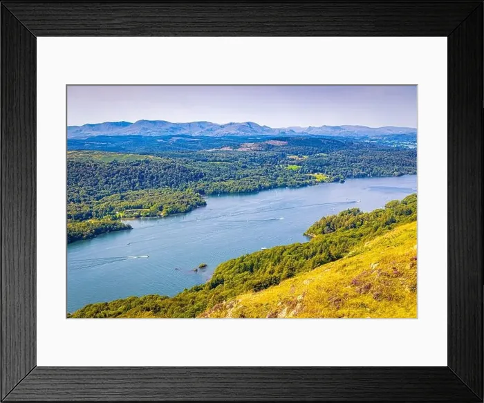 Framed Print : Aerial view of Windermere in Lake District, a region and national park in Cumbria in northwest England Framed Print : Aerial view of Windermere in Lake District, a region and national park in Cumbria in northwest England