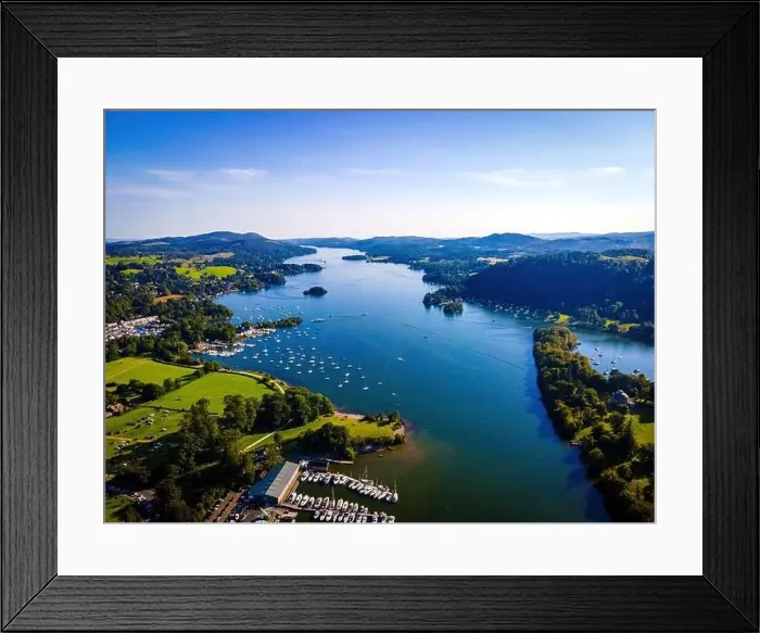 Framed Print : Aerial view of Windermere in Lake District, a region and national park in Cumbria in northwest England, UK Framed Print : Aerial view of Windermere in Lake District, a region and national park in Cumbria in northwest England, UK