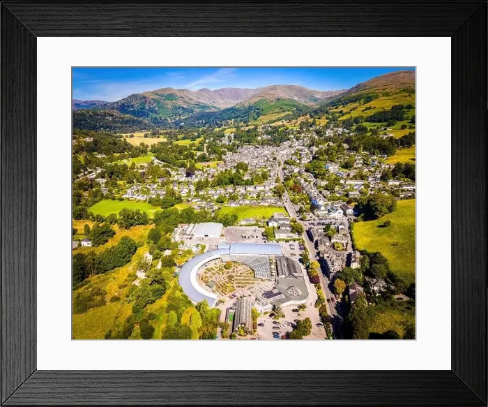 Framed Print : Aerial view of Waterhead and Ambleside in Lake District, a region and national park in Cumbria in northwest England, UK Framed Print : Aerial view of Waterhead and Ambleside in Lake District, a region and national park in Cumbria in northwest England, UK