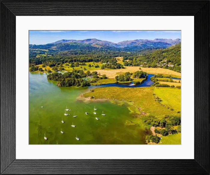 Framed Print : Aerial view of Waterhead and Ambleside in Lake District, a region and national park in Cumbria in northwest England, UK Framed Print : Aerial view of Waterhead and Ambleside in Lake District, a region and national park in Cumbria in northwest England, UK