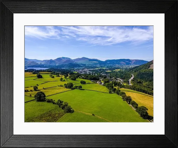 Framed Print : Aerial view of hills around Keswick in Lake District, a region and national park in Cumbria in northwest England, UK Framed Print : Aerial view of hills around Keswick in Lake District, a region and national park in Cumbria in northwest England, UK