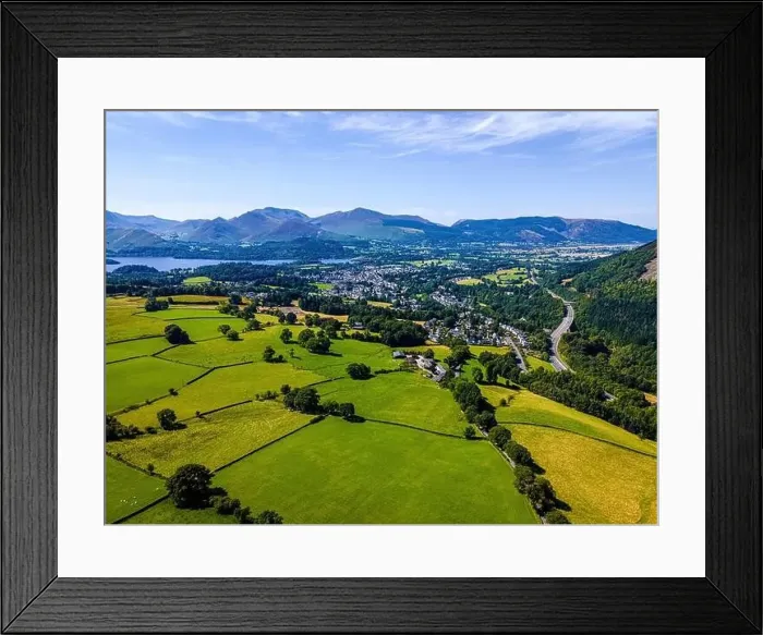 Framed Print : Aerial view of hills around Keswick in Lake District, a region and national park in Cumbria in northwest England, UK Framed Print : Aerial view of hills around Keswick in Lake District, a region and national park in Cumbria in northwest England, UK