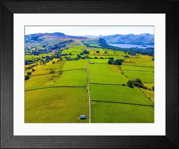 Framed Print : Aerial view of hills around Keswick in Lake District, a region and national park in Cumbria in northwest England, UK Framed Print : Aerial view of hills around Keswick in Lake District, a region and national park in Cumbria in northwest England, UK