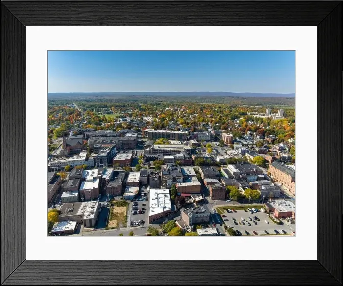 Framed Print : Early afternoon autumn aerial photo view of Saratoga Springs New York Framed Print : Early afternoon autumn aerial photo view of Saratoga Springs New York
