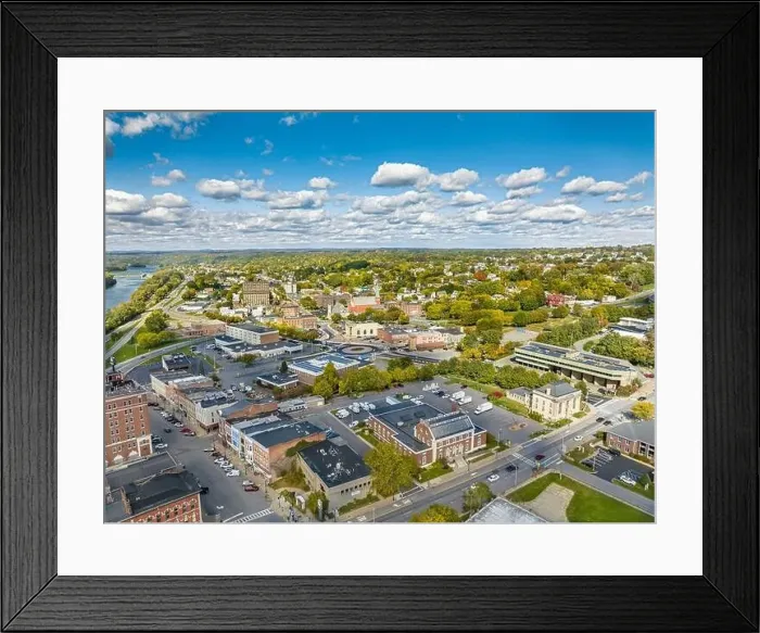 Framed Print : Early afternoon autumn aerial photo view of the City of Amsterdam New York Framed Print : Early afternoon autumn aerial photo view of the City of Amsterdam New York