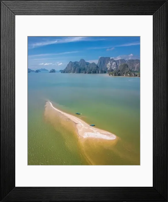 Framed Print : Aerial view of Koh Panyee sandbank in Phang Nga, Thailand Framed Print : Aerial view of Koh Panyee sandbank in Phang Nga, Thailand
