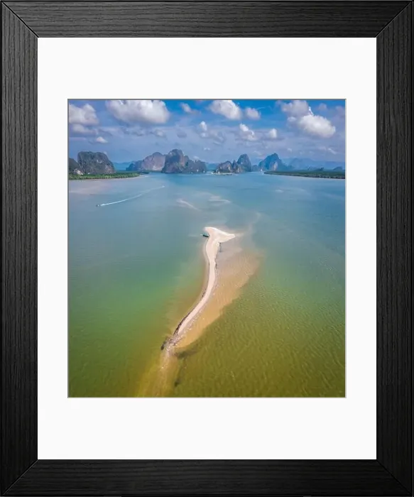 Framed Print : Aerial view of Koh Panyee sandbank in Phang Nga, Thailand Framed Print : Aerial view of Koh Panyee sandbank in Phang Nga, Thailand