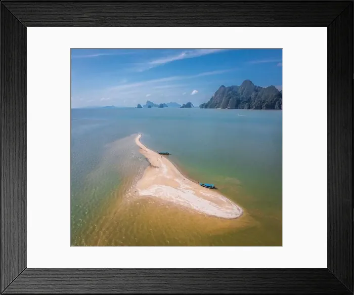 Framed Print : Aerial view of Koh Panyee sandbank in Phang Nga, Thailand Framed Print : Aerial view of Koh Panyee sandbank in Phang Nga, Thailand