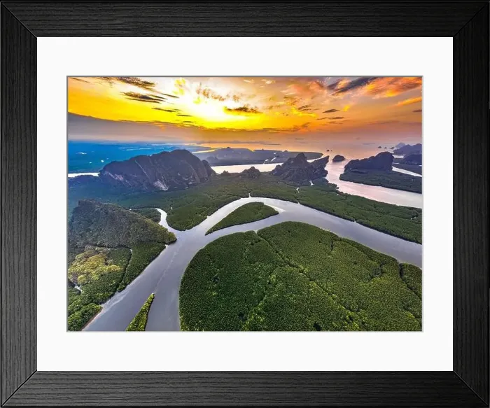 Framed Print : Aerial view of Phang Nga bay, Thailand