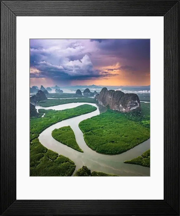 Framed Print : Aerial view of Phang Nga bay, Thailand Framed Print : Aerial view of Phang Nga bay, Thailand