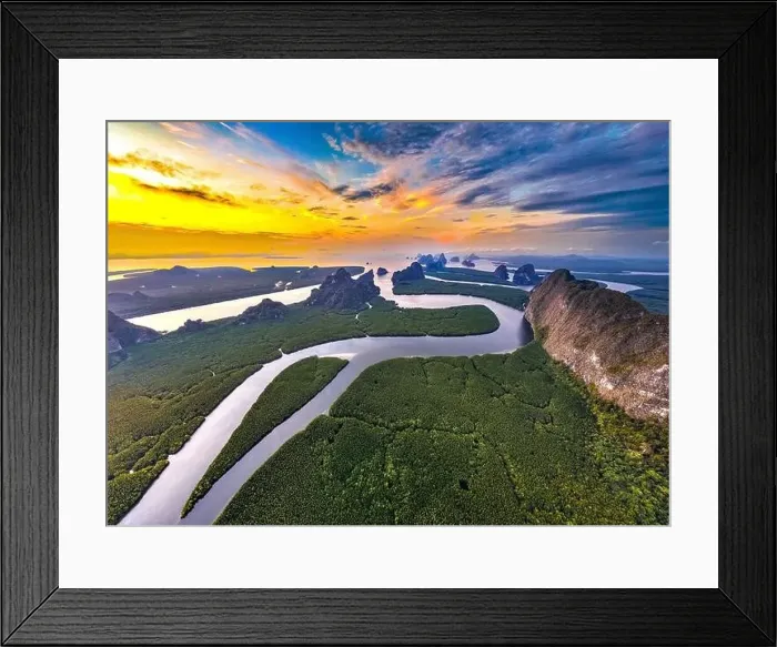 Framed Print : Aerial view of Phang Nga bay, Thailand