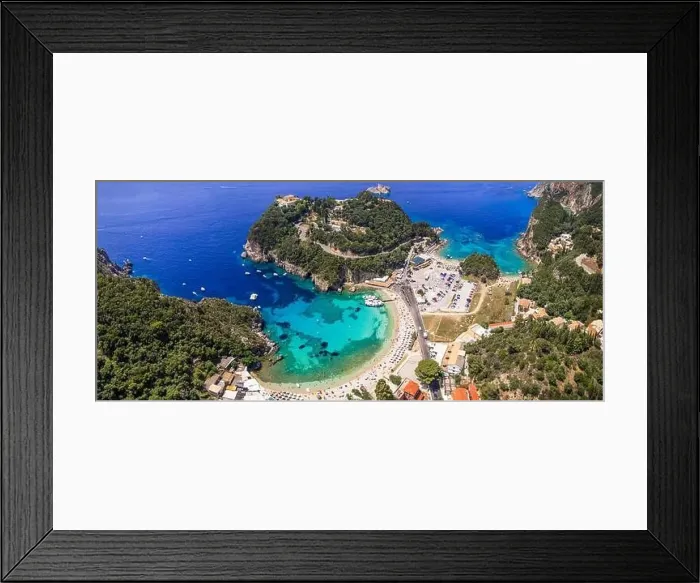 Framed Print : Greece. Corfu island best beaches. Stunning Paleokastritsa bay with turquoise sea. Aerial drone view Framed Print : Greece. Corfu island best beaches. Stunning Paleokastritsa bay with turquoise sea. Aerial drone view