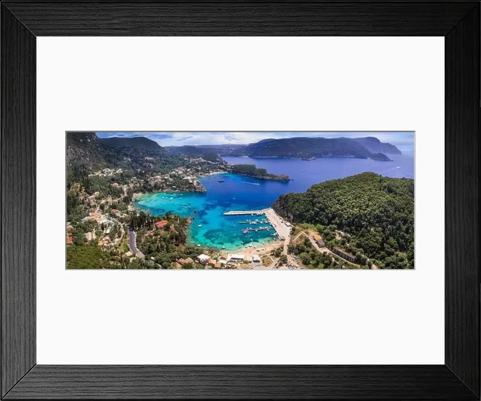 Framed Print : Greece. Corfu island best beaches. Stunning Paleokastritsa bay with turquoise sea. Aerial drone view Framed Print : Greece. Corfu island best beaches. Stunning Paleokastritsa bay with turquoise sea. Aerial drone view