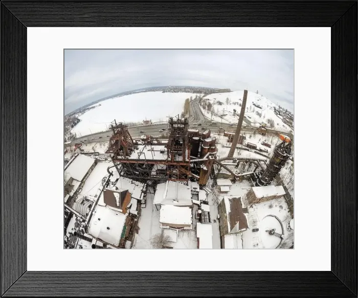Framed Print : Demidov's old plant in Nizhny Tagil. Old abandoned Metallurgical Plant in winter day. Aerial view. Nizhny Tagil, Russia Framed Print : Demidov's old plant in Nizhny Tagil. Old abandoned Metallurgical Plant in winter day. Aerial view. Nizhny Tagil, Russia