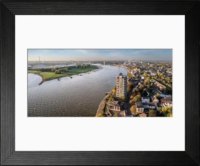 Framed Print : Duisburg Ruhr Area. Rhein River. Drone Aerial in autumn Framed Print : Duisburg Ruhr Area. Rhein River. Drone Aerial in autumn